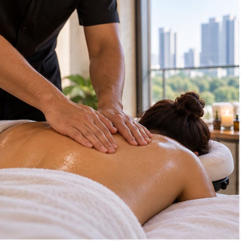 Swedish full body massage by a male masseur at a Las Vegas Strip hotel