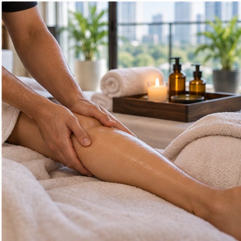 Couples massage in a Las Vegas suite